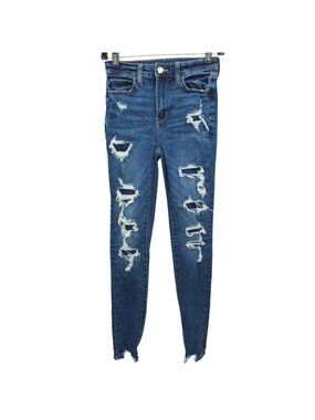 American Eagle Next Level Stretch Super Hi-Rise Jegging Size 0 Distressed Ripped